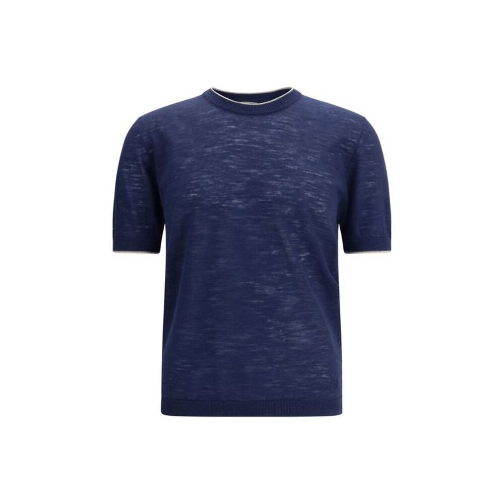 Brooksfield Blue Linen Shortsleeve Men's Shirt